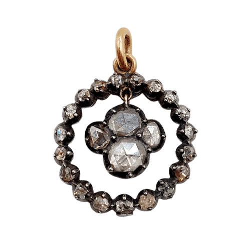 Pendentif Pendentif victorien - Or rose 18k et argent, diamants taille rose, vers 1820 58 Facettes A07817