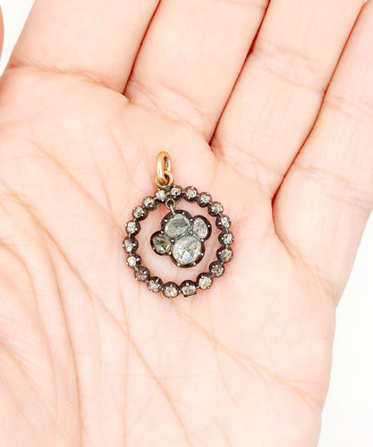 Pendentif Pendentif victorien - Or rose 18k et argent, diamants taille rose, vers 1820 58 Facettes A07817
