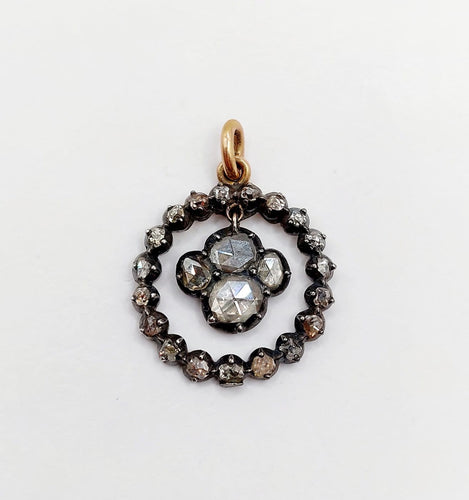 Pendentif Pendentif victorien - Or rose 18k et argent, diamants taille rose, vers 1820 58 Facettes A07817