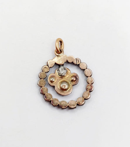 Pendentif Pendentif victorien - Or rose 18k et argent, diamants taille rose, vers 1820 58 Facettes A07817