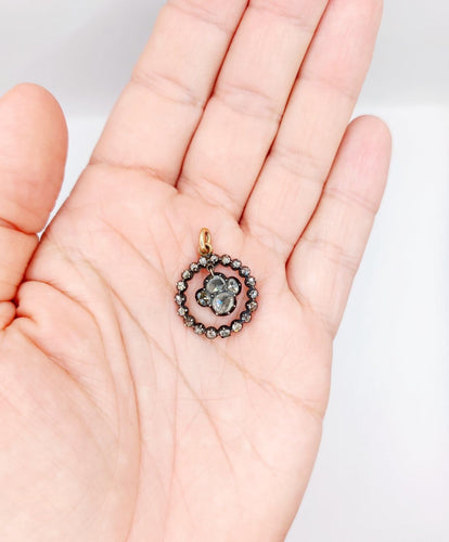 Pendentif Pendentif victorien - Or rose 18k et argent, diamants taille rose, vers 1820 58 Facettes A07817