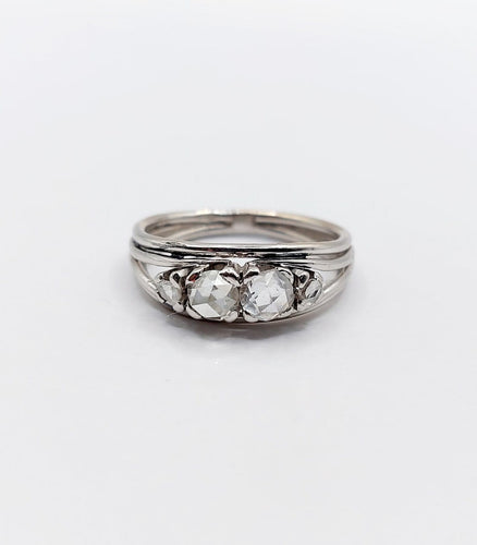 Bague 51.5 Bague jarretière Art déco en platine et diamants taille rose, vers 1920 58 Facettes A07907