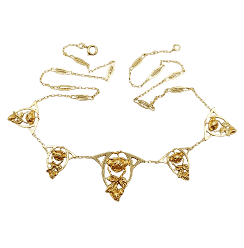 Collier Collier Art nouveau filigrané en or 18k à motifs floraux, vers 1920 58 Facettes A07908