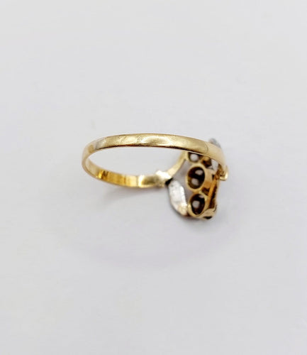 Bague 61 Bague ancienne à fleurs en or 18k et diamants taille rose 58 Facettes A07909