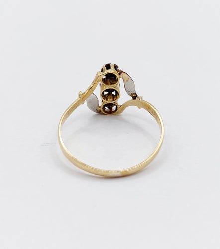 Bague 61 Bague ancienne à fleurs en or 18k et diamants taille rose 58 Facettes A07909