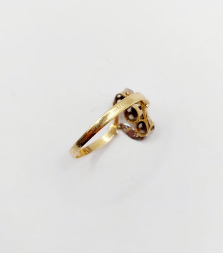 Bague 61 Bague ancienne à fleurs en or 18k et diamants taille rose 58 Facettes A07909