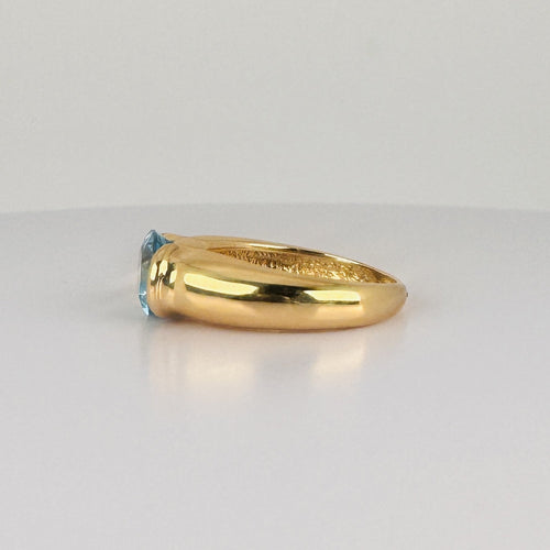Bague 52 Bague en or jaune 18k avec topaze bleue ovale de 4 ct 58 Facettes 2609007