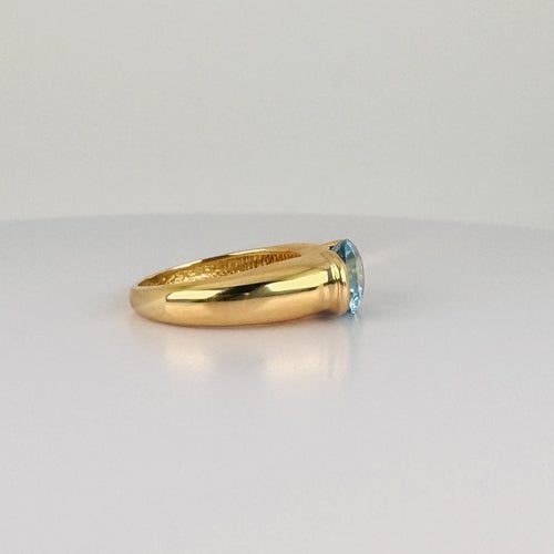 Bague 52 Bague en or jaune 18k avec topaze bleue ovale de 4 ct 58 Facettes 2609007