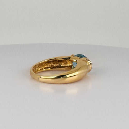 Bague 52 Bague en or jaune 18k avec topaze bleue ovale de 4 ct 58 Facettes 2609007