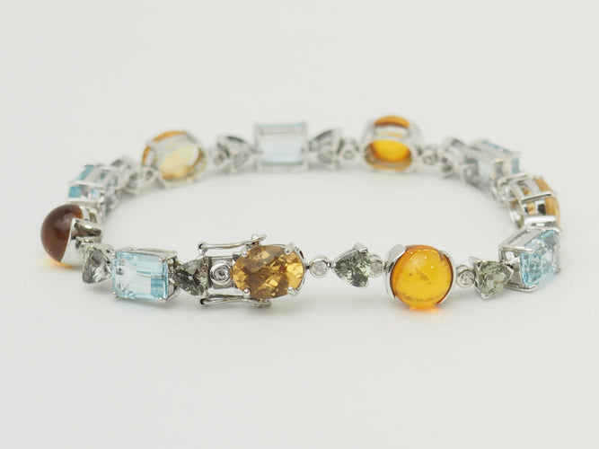 Bracelet Bracelet en or blanc 18 carats, pierres fines, diamants et ambre 58 Facettes 31746