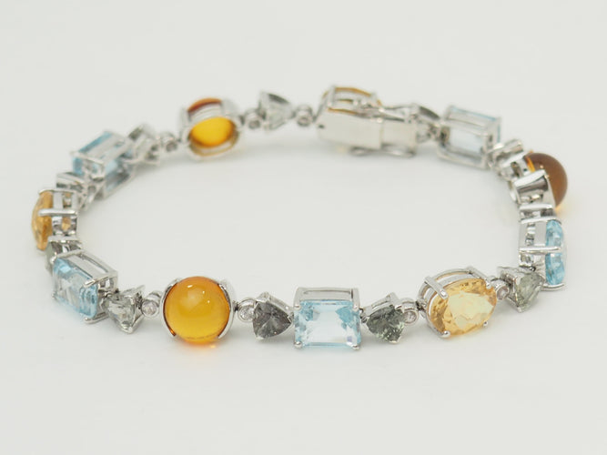 Bracelet Bracelet en or blanc 18 carats, pierres fines, diamants et ambre 58 Facettes 31746