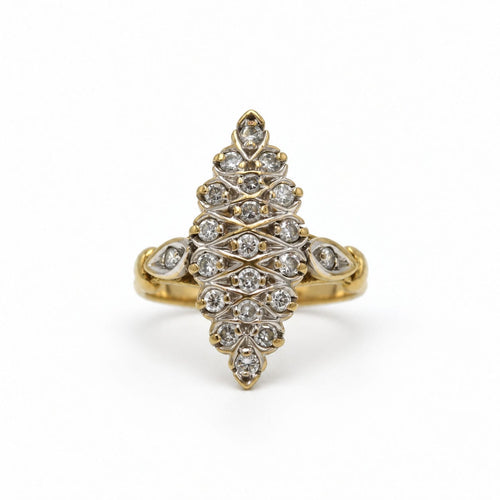Bague 51 Bague marquise en or jaune et blanc 750‰, diamants 58 Facettes 260260R