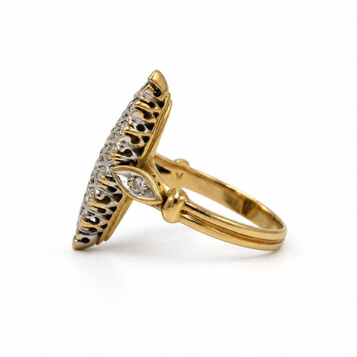 Bague 51 Bague marquise en or jaune et blanc 750‰, diamants 58 Facettes 260260R