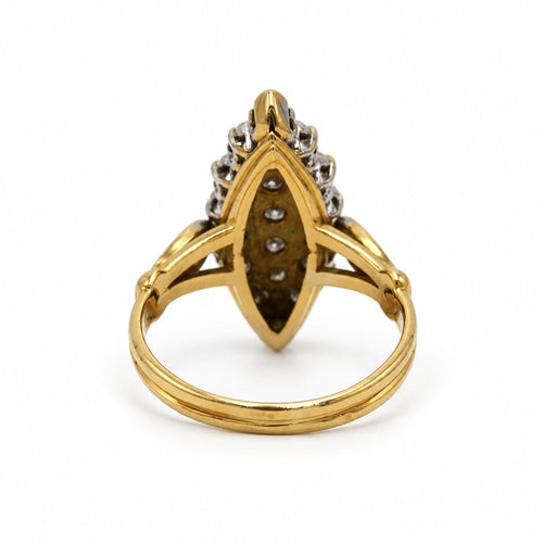 Bague 51 Bague marquise en or jaune et blanc 750‰, diamants 58 Facettes 260260R