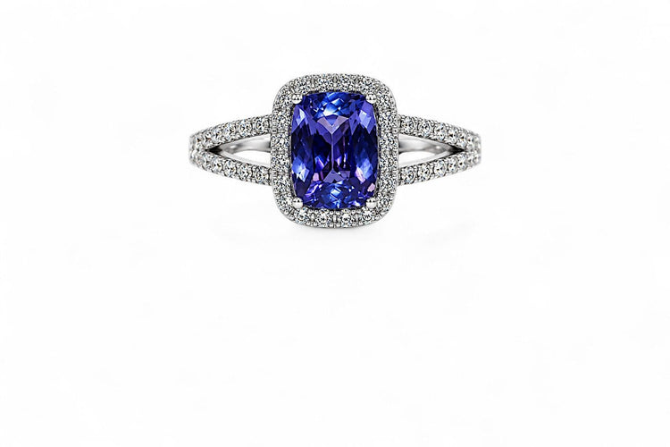 Bague 53 Tanzanite Impériale - Bague en or blanc 18 carats, tanzanite et diamants 58 Facettes F84LP28