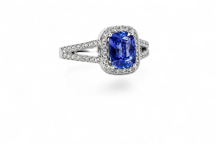 Bague 53 Tanzanite Impériale - Bague en or blanc 18 carats, tanzanite et diamants 58 Facettes F84LP28