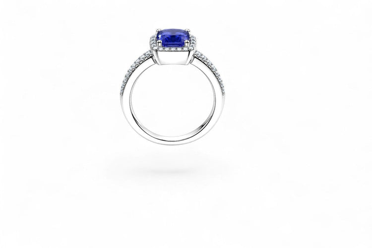 Bague 53 Tanzanite Impériale - Bague en or blanc 18 carats, tanzanite et diamants 58 Facettes F84LP28