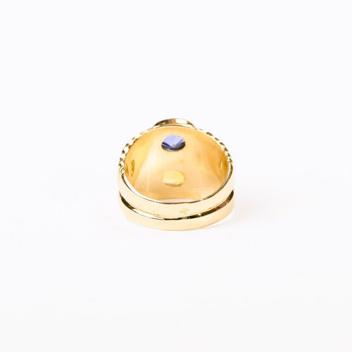 Bague 55 Bague Toi et Moi en or jaune 18k avec saphirs bleus et jaunes 58 Facettes LMB-380