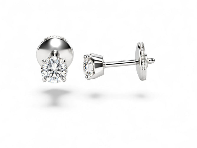 Boucles d'oreilles Éclat Absolu - Boucles d’oreilles en or blanc 18 carats, diamants taille brillant 58 Facettes F80LP26