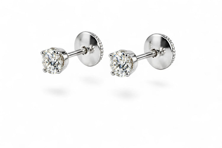 Boucles d'oreilles Éclat Absolu - Boucles d’oreilles en or blanc 18 carats, diamants taille brillant 58 Facettes F80LP26