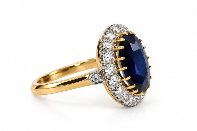 Bague 59 La Pompadour Éternelle - Bague Pompadour en or jaune 18 carats, saphir et diamants 58 Facettes F76LP28