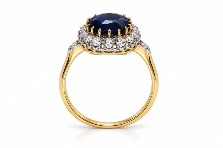 Bague 59 La Pompadour Éternelle - Bague Pompadour en or jaune 18 carats, saphir et diamants 58 Facettes F76LP28