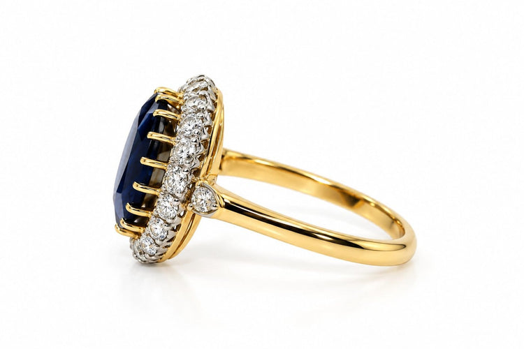 Bague 59 La Pompadour Éternelle - Bague Pompadour en or jaune 18 carats, saphir et diamants 58 Facettes F76LP28