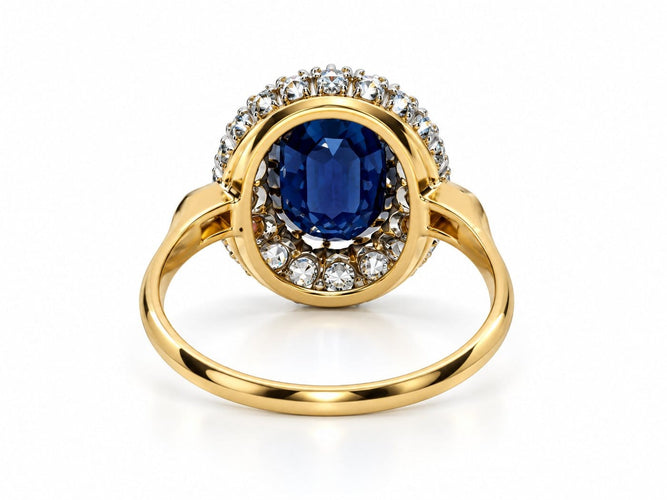 Bague 59 La Pompadour Éternelle - Bague Pompadour en or jaune 18 carats, saphir et diamants 58 Facettes F76LP28