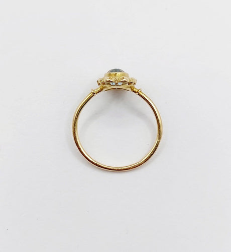 Bague 60 Art déco - Bague en or 18k, aigue-marine et couronne fleurie (vers 1920) 58 Facettes A07910