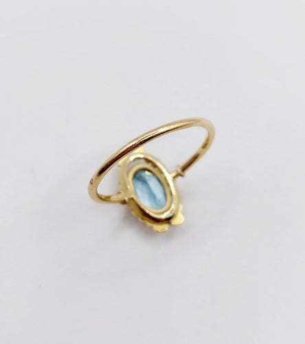 Bague 60 Art déco - Bague en or 18k, aigue-marine et couronne fleurie (vers 1920) 58 Facettes A07910