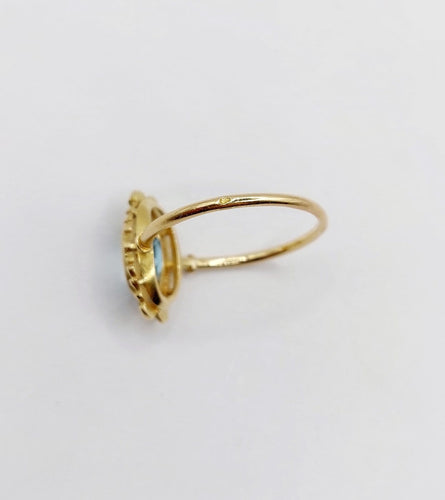 Bague 60 Art déco - Bague en or 18k, aigue-marine et couronne fleurie (vers 1920) 58 Facettes A07910