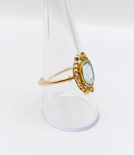 Bague 60 Art déco - Bague en or 18k, aigue-marine et couronne fleurie (vers 1920) 58 Facettes A07910
