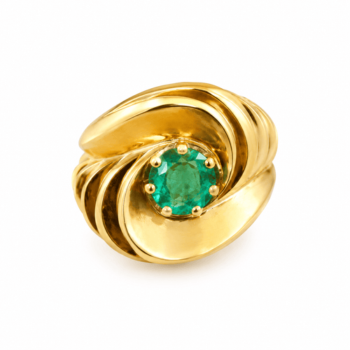 Bague 53 Bague en or jaune 750/1000 avec émeraude 58 Facettes Bague