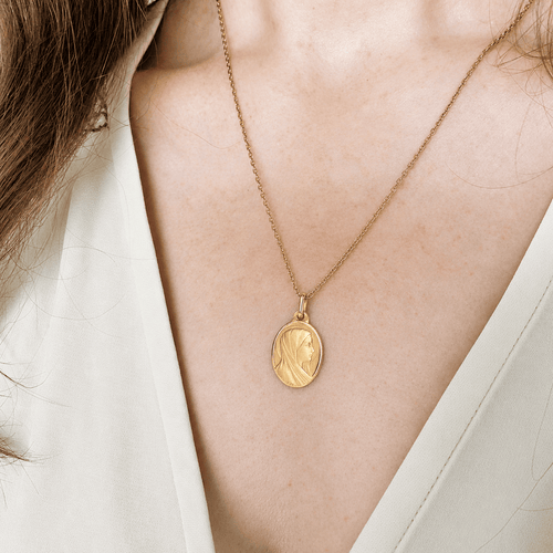 Pendentif Paul Brandt - Médaille religieuse ovale en or jaune 750/1000 58 Facettes LMB-414