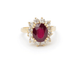 Bague 54 Bague entourage en or jaune 18 carats, rubis 4,03 ct et diamants 1,18 ct 58 Facettes F5046
