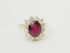 Bague 54 Bague entourage en or jaune 18 carats, rubis 4,03 ct et diamants 1,18 ct 58 Facettes F5046
