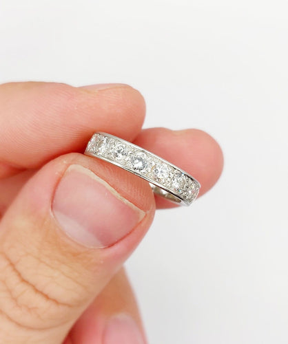 Bague 49 Alliance américaine en platine et diamants, 1,60 ct, vers 1940 58 Facettes A07911