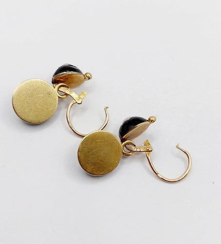 Boucles d'oreilles Boucles d’oreilles dormeuses victoriennes en or 18k, perles et émail noir (vers 1890) 58 Facettes A07912