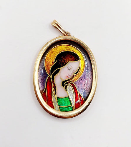 Pendentif Pendentif porte-photo reliquaire en or 18k, émail de Limoges, vers 1950 58 Facettes A07916