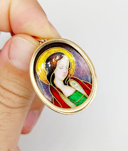 Pendentif Pendentif porte-photo reliquaire en or 18k, émail de Limoges, vers 1950 58 Facettes A07916