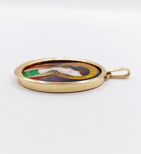 Pendentif Pendentif porte-photo reliquaire en or 18k, émail de Limoges, vers 1950 58 Facettes A07916