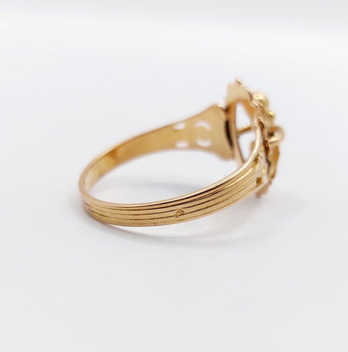 Bague 58 Bague chevalière victorienne en or rose 18k, fleur, vers 1890 58 Facettes A07917