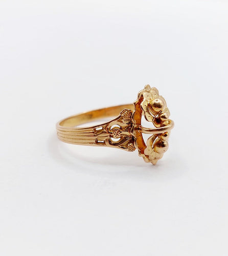 Bague 58 Bague chevalière victorienne en or rose 18k, fleur, vers 1890 58 Facettes A07917