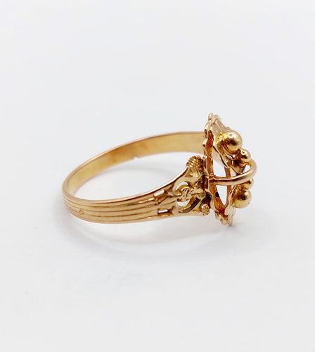 Bague 58 Bague chevalière victorienne en or rose 18k, fleur, vers 1890 58 Facettes A07917