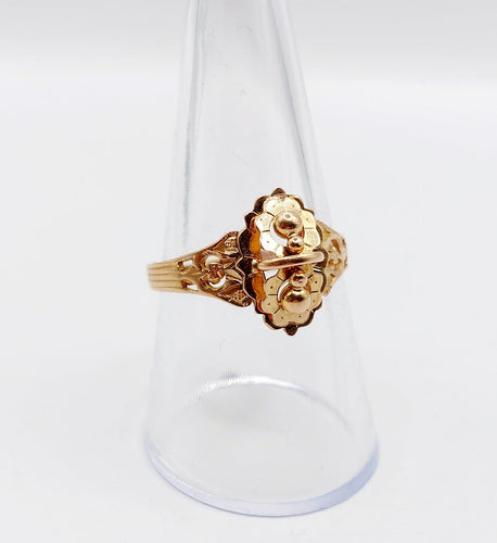 Bague 58 Bague chevalière victorienne en or rose 18k, fleur, vers 1890 58 Facettes A07917