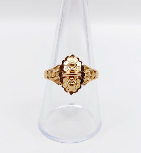 Bague 58 Bague chevalière victorienne en or rose 18k, fleur, vers 1890 58 Facettes A07917