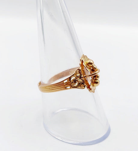 Bague 58 Bague chevalière victorienne en or rose 18k, fleur, vers 1890 58 Facettes A07917