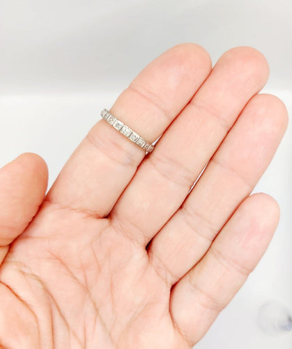 Bague 55.5 Alliance américaine en or blanc 18k avec diamants, vers 1960 58 Facettes A07918