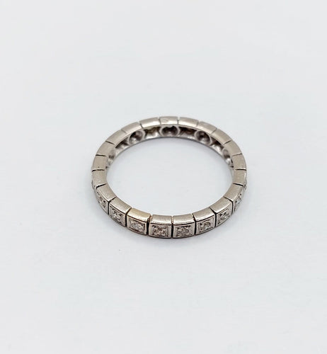 Bague 55.5 Alliance américaine en or blanc 18k avec diamants, vers 1960 58 Facettes A07918