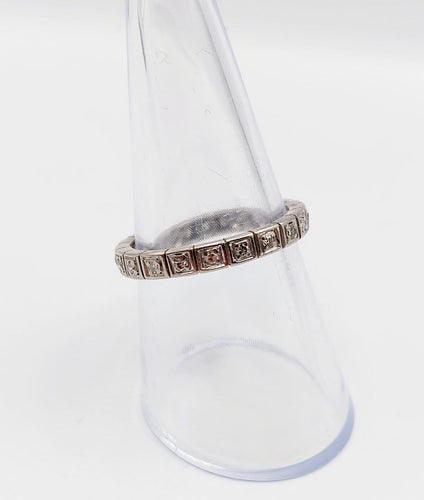 Bague 55.5 Alliance américaine en or blanc 18k avec diamants, vers 1960 58 Facettes A07918